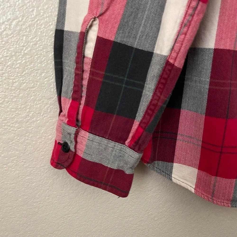J. Crew Shirt Mens Large Red‎ Black Buffalo Plaid Flannel Long Sleeve Button Up
